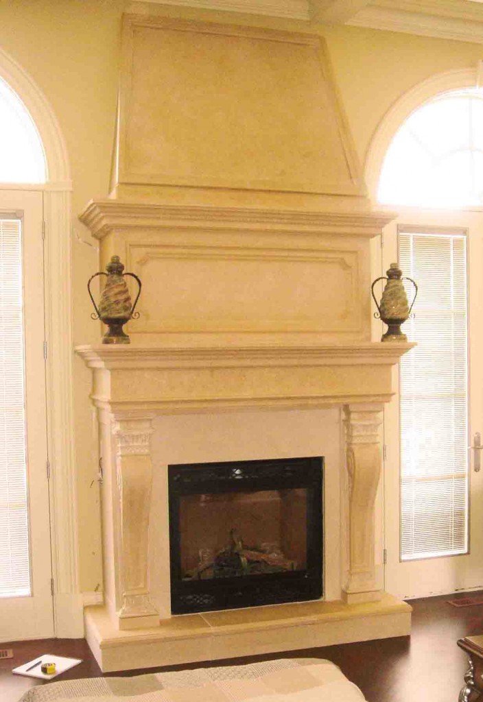 limestone living room fireplace mantel