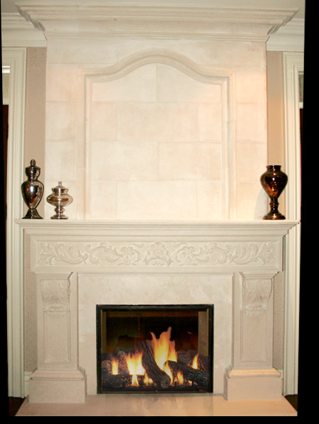 Spanish Cream Marfil Marble Fireplace Mantles