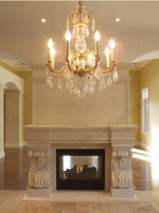 cast limestone fireplace